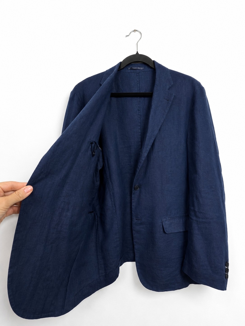 Quince 100% European Linen Blazer Deep Navy Unstructured Career Jacket L - Picture 4 of 12